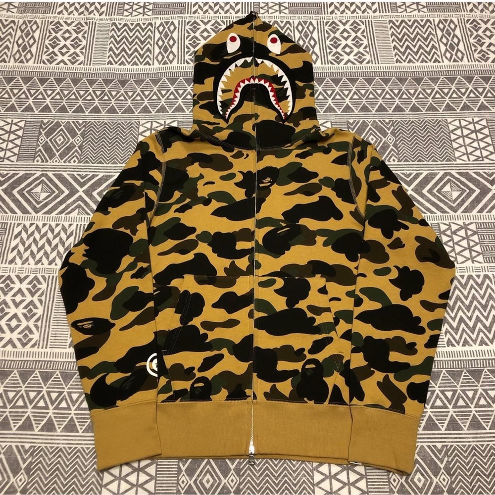 A Bathing Ape Bape 1st Camo Shark Full Zip Hoodie Size Small